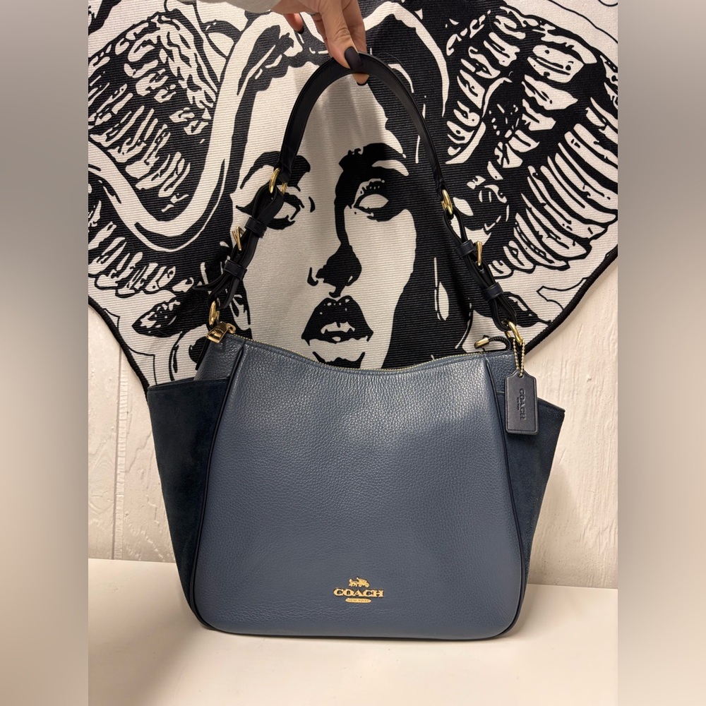 Coach Rori Shoulder Bag in refined pebble leather and suede